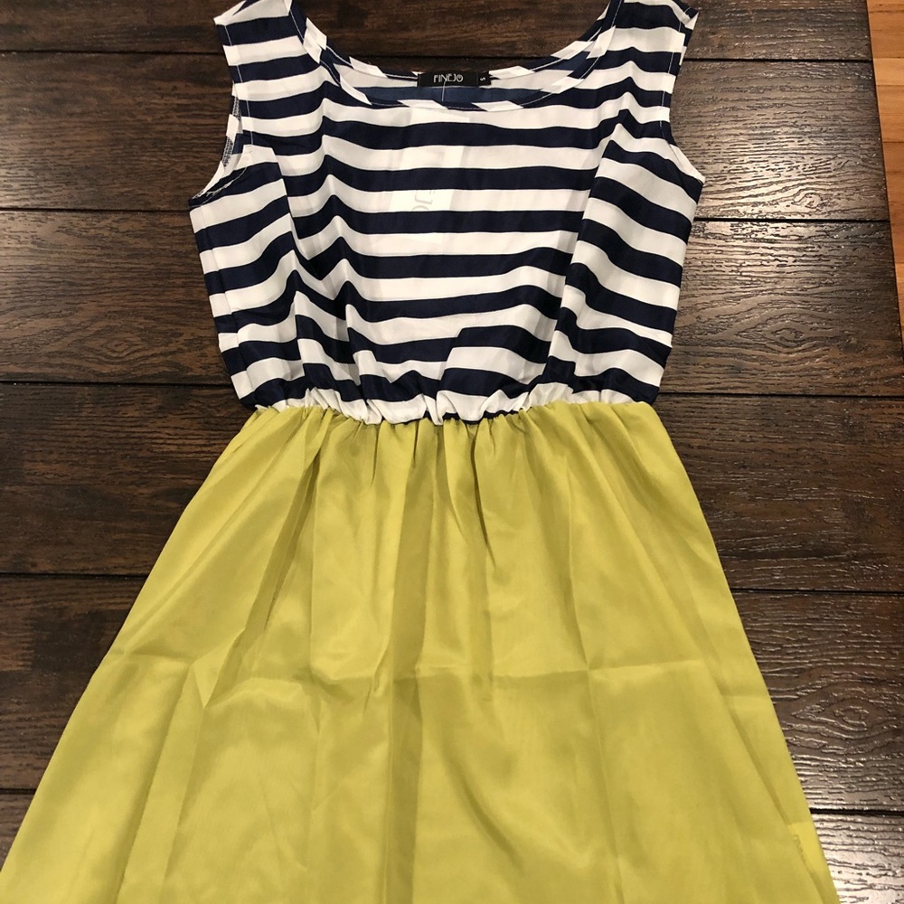 Blue striped with yellow summer dress